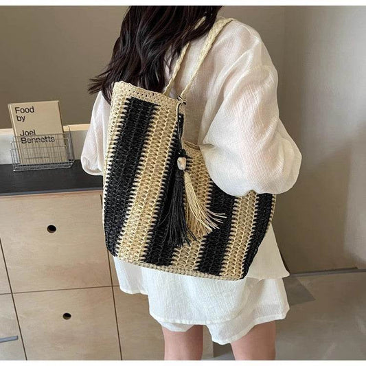 Vacation Beach Women's Shoulder Bag - Chic Totes in Beige & Black - Buy Center