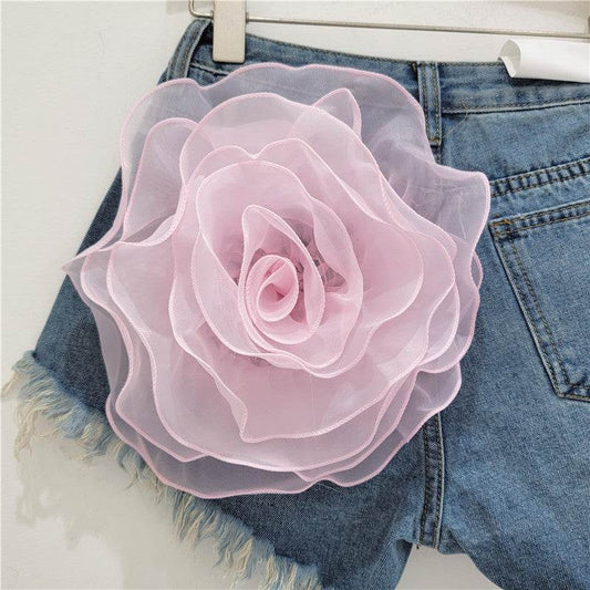 Women's Flower Denim Shorts - Trendy Low Waist Style for Summer 2025 - Buy Center