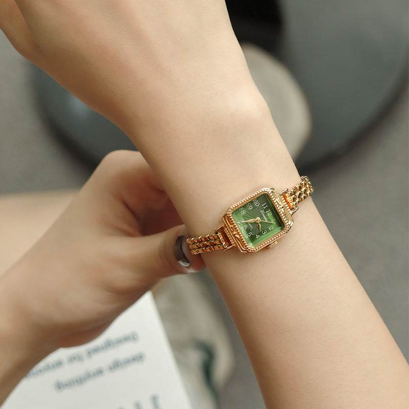 Women's Square Copper Strips Watch - Elegant Green Dial, Lightweight Design - Buy Center