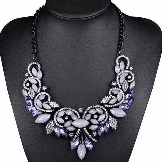 Elegant Diamond Alloy Flower Necklace - Korean Inspired for Women - Buy Center