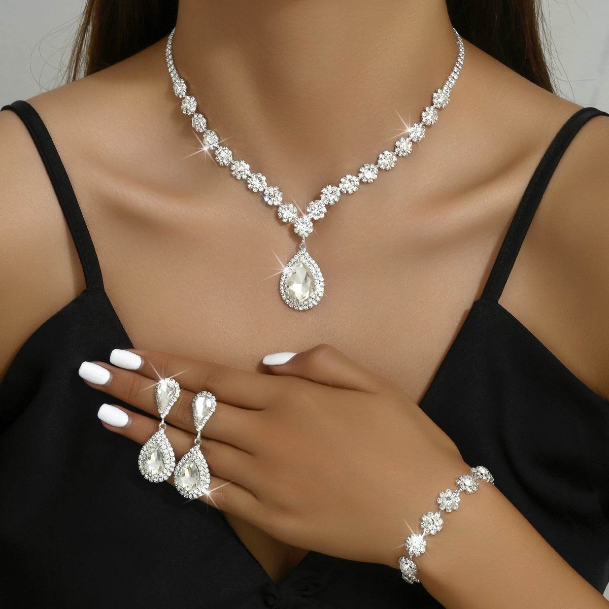 Buy Center Fashion Jewelry Set - Bridal Necklace, Earrings, and Bracelet - Buy Center