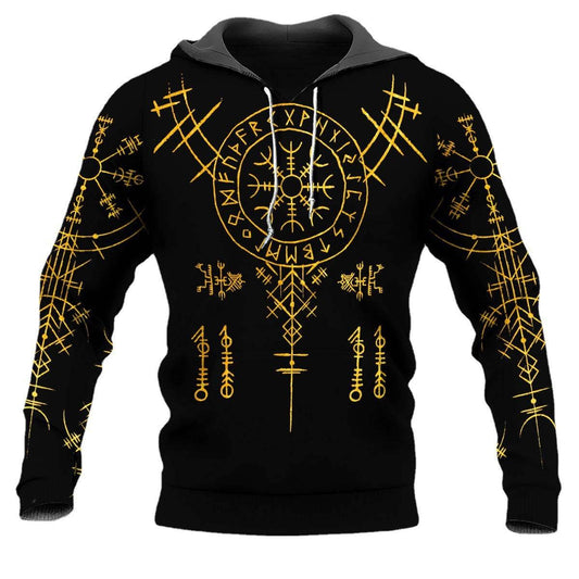 Viking Rune Pattern Hoodie for Men - Ethnic Style and Comfort 2025 - Buy Center