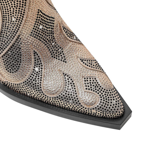 Women's Totem Embroidered Ankle Boots - Gold & Silver Stylish Picks - Buy Center