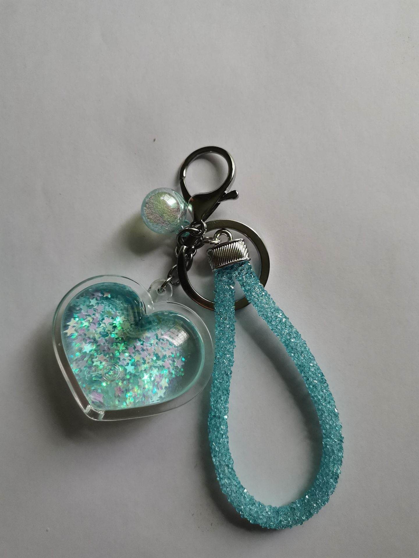 Colorful Acrylic Heart Keychain Pendant - Trendy Love Beads & Silver Buckle - Buy Center