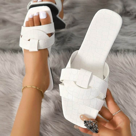 Buycenter Women's Solid Color Flat Slippers - Casual Style, Available in Beige & White - Buy Center