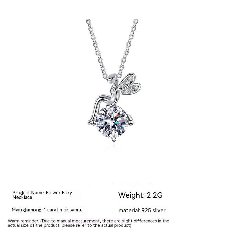 FARCENT Moissanite Necklace - 925 Sterling Silver Cartoon Style Charm - Buy Center