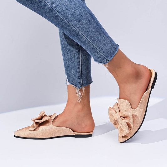 Plus Size Trendy Beach Slippers - Women's Bow Sandals in Black & Pink - Buy Center