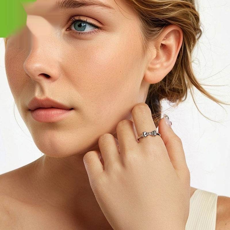 Buycenter 925 Sterling Silver Bow Ring - Adjustable Open Design for Women - Buy Center