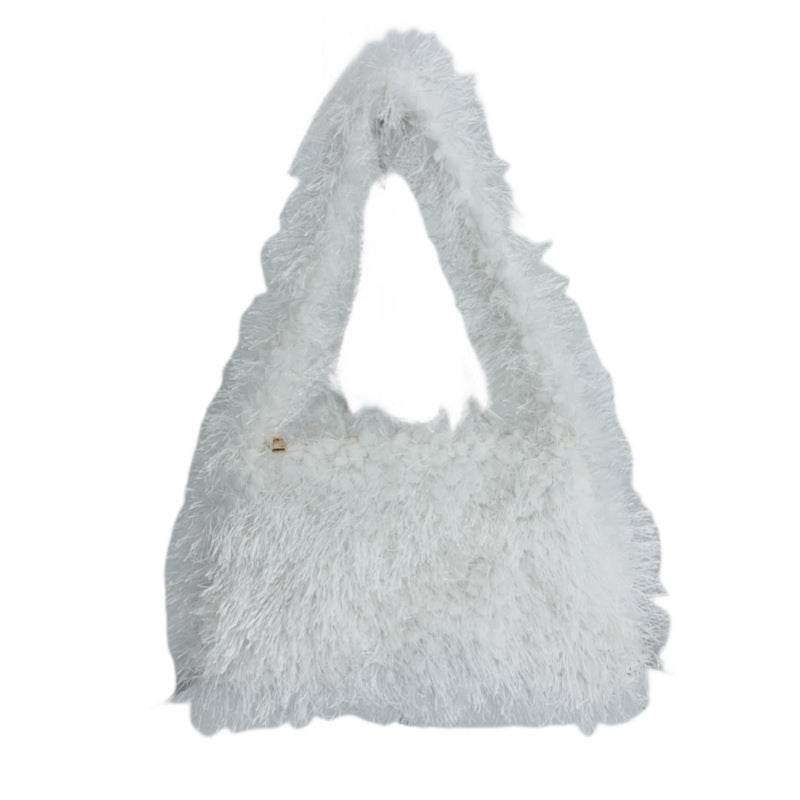 Versatile Candy Colored Handheld Tassel Bag - Fresh Plush Clutch - Buy Center