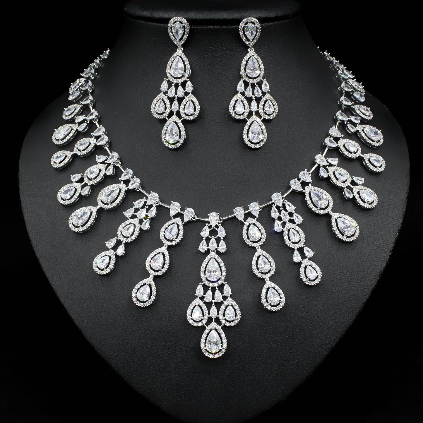 Buy Center Women's Zircon Necklace & Earrings Set - Elegant Water Drop Design - Buy Center