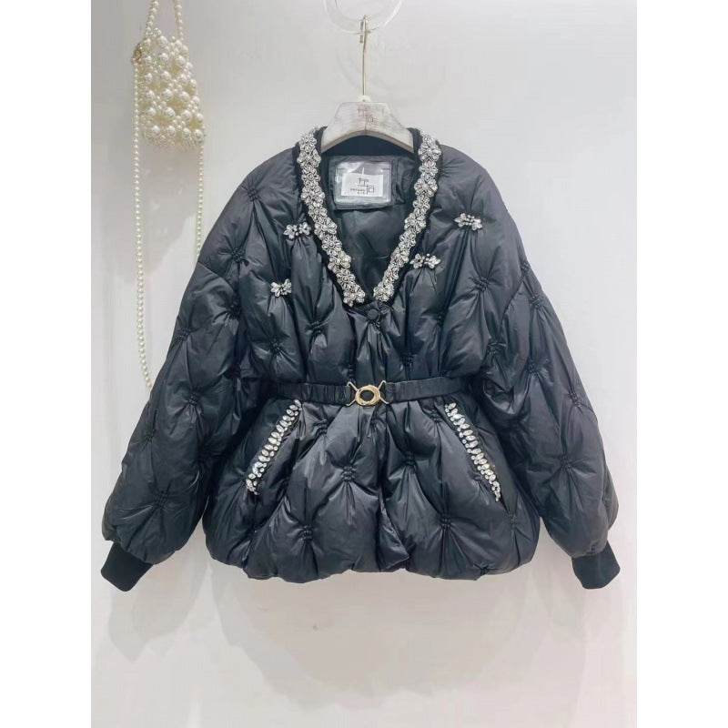 Buycenter V Neck Down Jacket Coat for Women - Stylish & Warm Trench - Buy Center