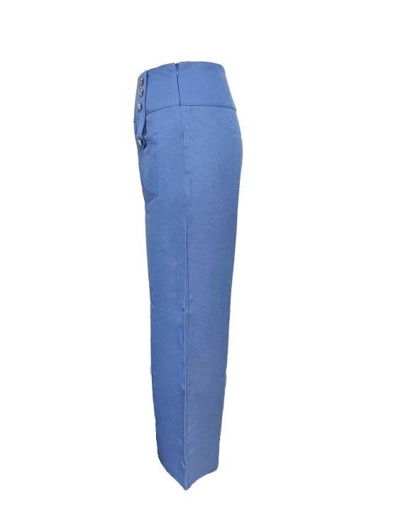 Ladies' Casual Wide Leg Pants - Solid Color with Button Design for Spring - Buy Center