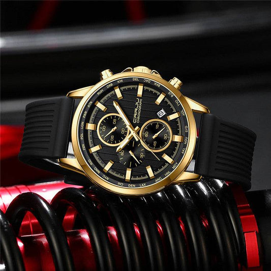 New Men's Silicone Strap Watch - Stylish Six-Pin Steel Case 2025 - Buy Center