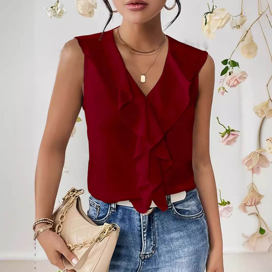 Buycenter Sleeveless Chiffon Shirt - Elegant Ruffles for Every Occasion - Buy Center