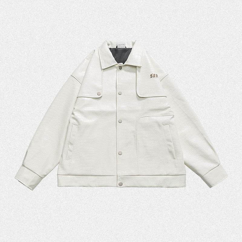 Trendy Men's Loose Polo Collar Jacket - Casual Blazer in Black & White - Buy Center