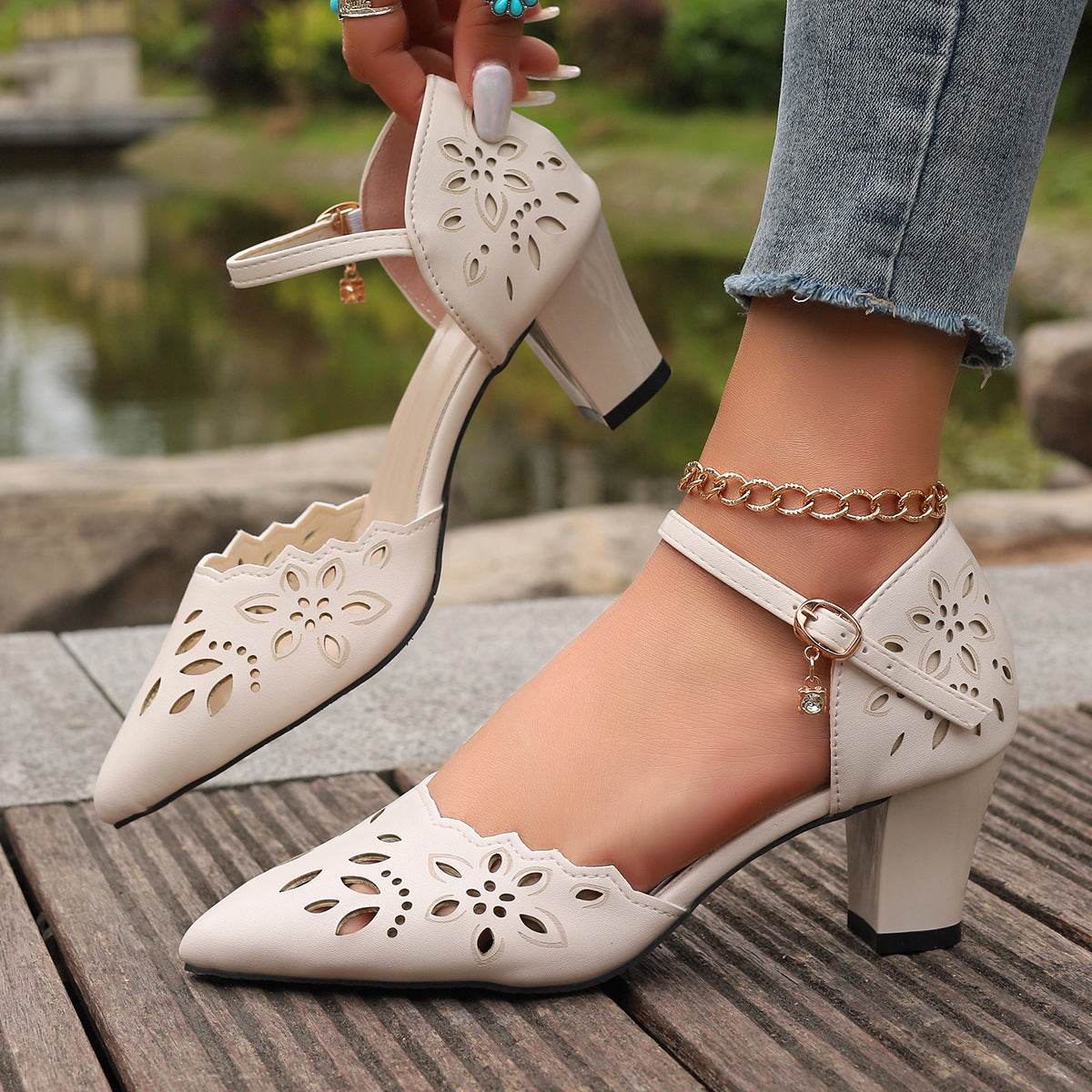 Stylish Women's High-Heeled Sandals - Casual Mid Heel Comfort - 2025 - Buy Center