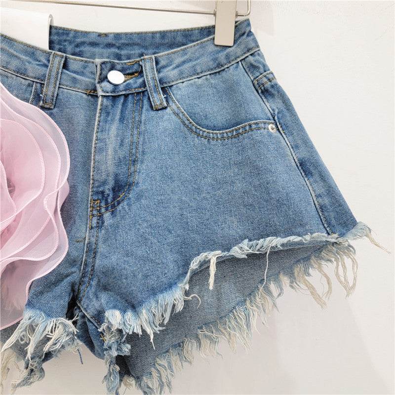 Women's Flower Denim Shorts - Trendy Low Waist Style for Summer 2025 - Buy Center