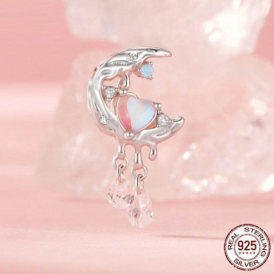 Moonlight Beaded DIY Bracelet - 925 Silver Moon Pendant Accessory - Buy Center