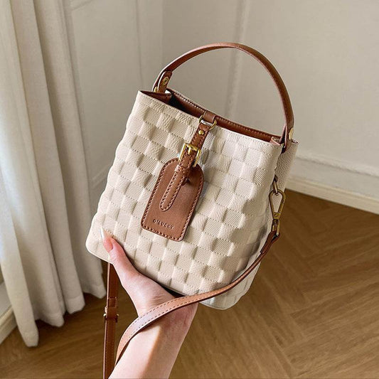 Buycenter Cowhide Bucket Shoulder Bag - Urban Simplicity Crossbody Style - Buy Center