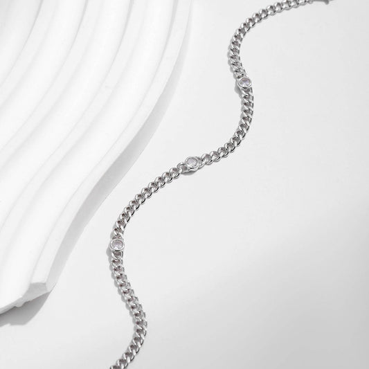 Personalized S925 Silver Diamond Bracelet - Trendy Punk Style for Women - Buy Center