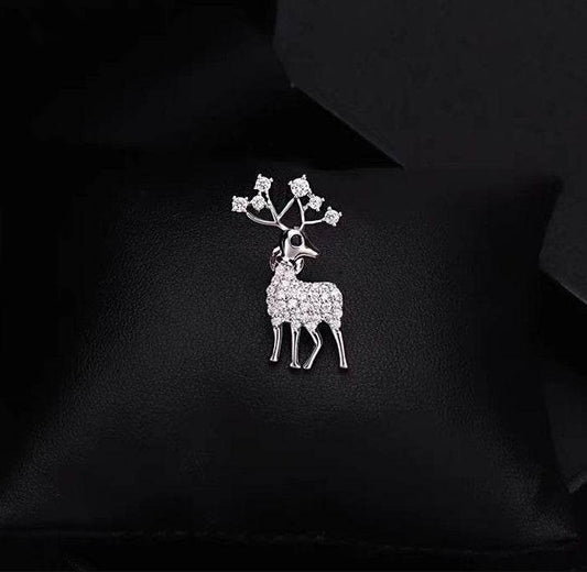 Buy Center Christmas Themed Deer Brooch - Elegant Alloy with Crystal Inlay - Buy Center