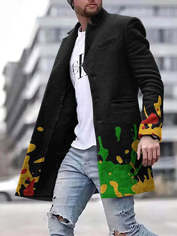 3D Digital Printed Men's Woolen Coat - Stylish Autumn Trench Jacket 2025 - Buy Center