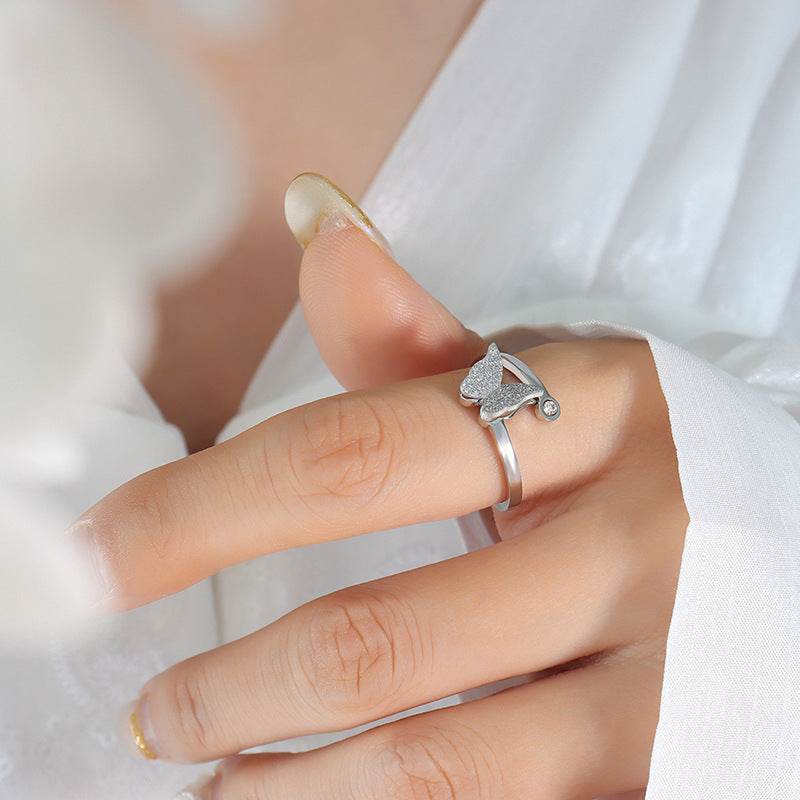 Cute Butterfly Titanium Steel Jewelry Set - Necklace, Earrings & Rings - Buy Center