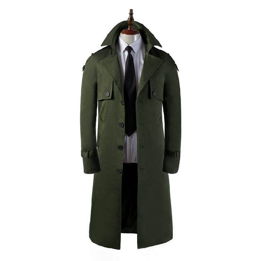 Buycenter Men's Slim Trench Coat - Stylish Over-the-Knee Fashionwear - Buy Center