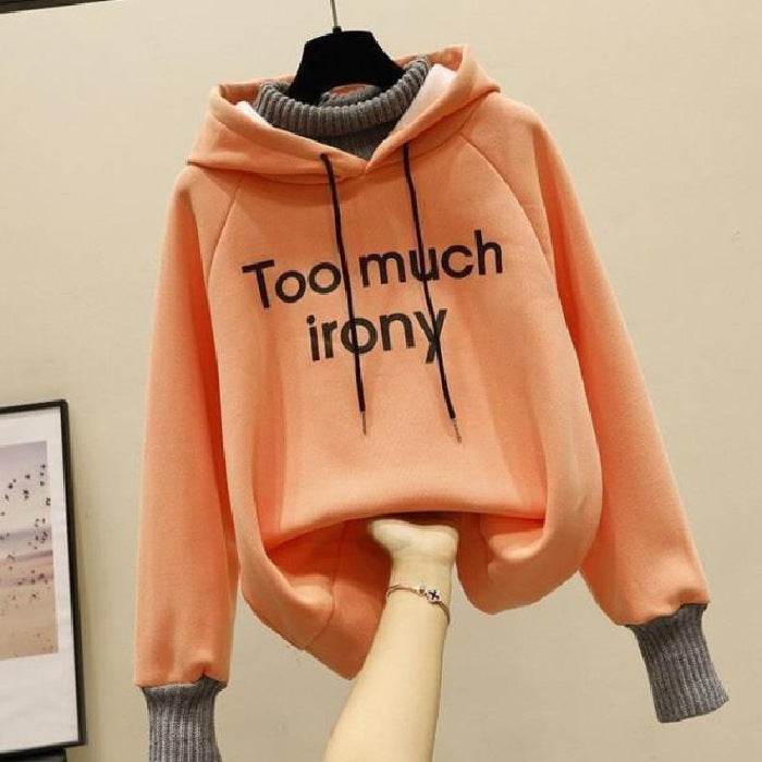 Buycenter Fake Two-Piece Hoodie - Thick Fleece-Lined Fashion Sweatshirt - Buy Center