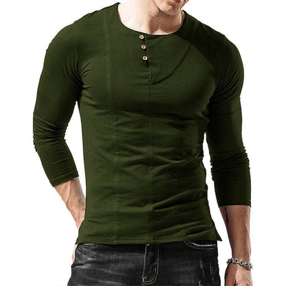 Buycenter Men's Long-Sleeved T-Shirt - Stylish Round Neck, 5 Colors - Buy Center