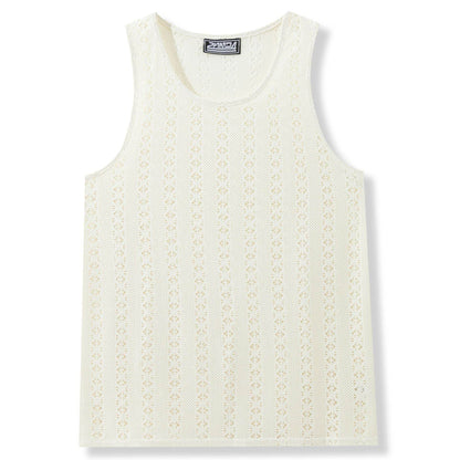 Casual Beach Style Round Neck Vest - Loose Fit in Khaki, White, Black - Buy Center