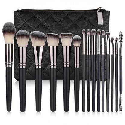 15 Makeup Brushes Set - Matte Black Tools for Flawless Application - Buy Center