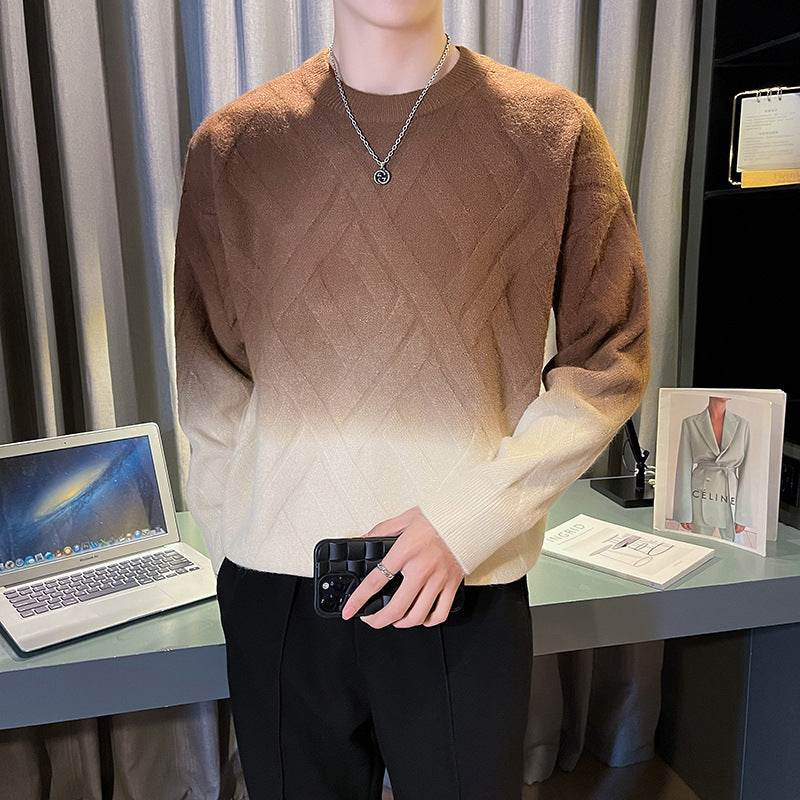 Buycenter Men's Retro Tie-Dyed Sweater - Casual Crew Neck Pullover - Buy Center