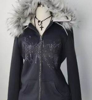 American Retro Street Hoodie – Women’s Zippered Sweatshirt for Spring Style - Buy Center