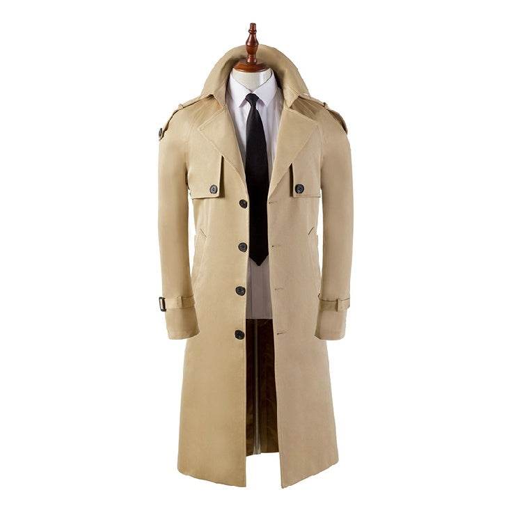 Buycenter Men's Slim Trench Coat - Stylish Over-the-Knee Fashionwear - Buy Center