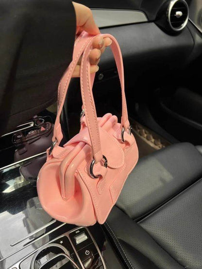 Boston Retro Clip Bag - Stylish Casual Shoulder Bag in Black, Pink, Brown - Buy Center