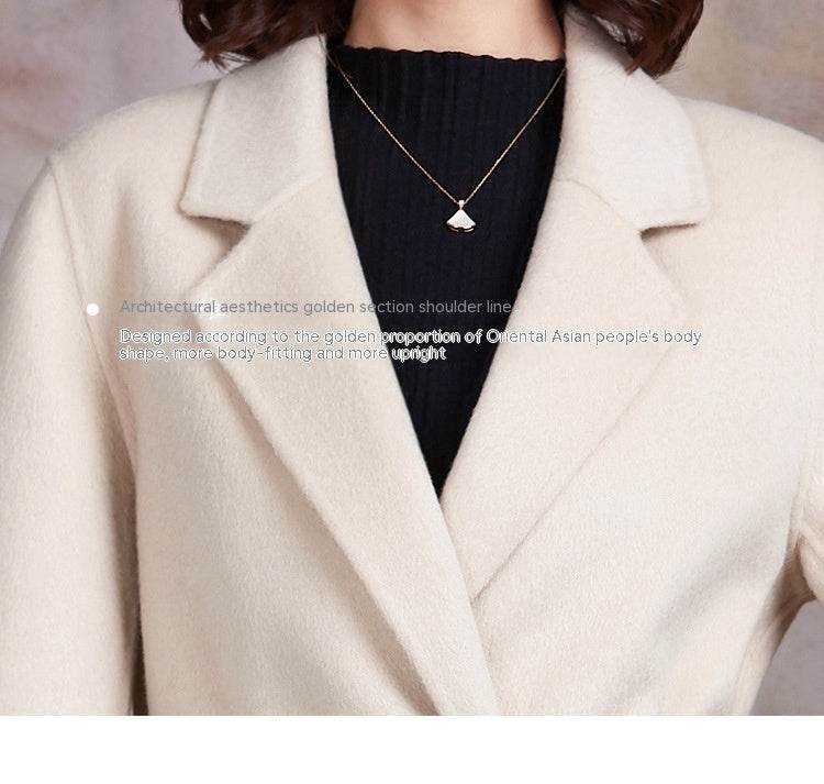 Buycenter Creamy-White Slim-Fit Woolen Coat for Women - Elegant Style - Buy Center