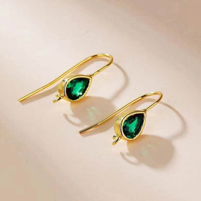 Minimalist Water Drop Zircon Hook Earrings - Elegant Copper Design - Buy Center