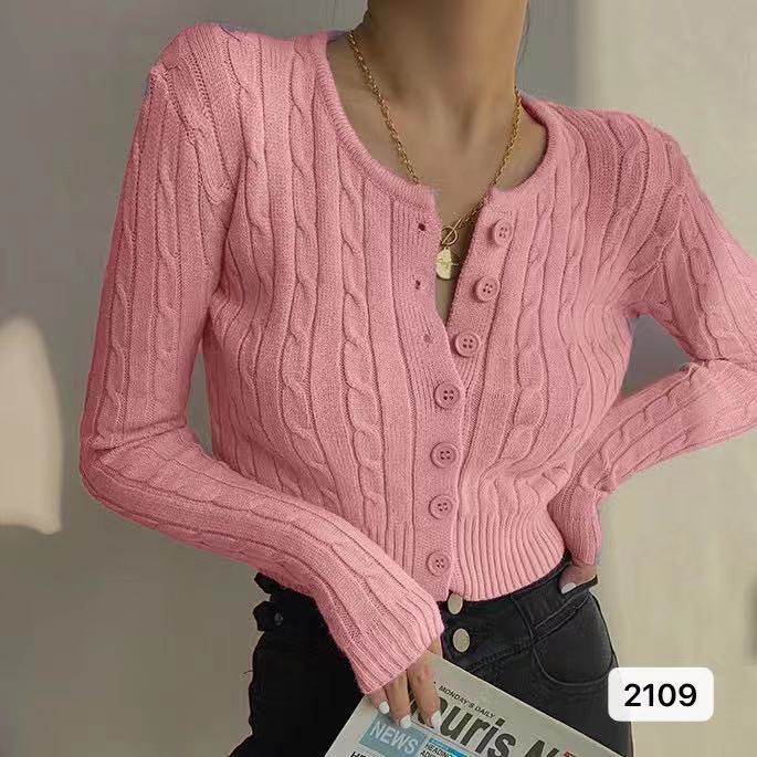 Buycenter Women's Knitted Cardigan - Short Sleeve, Twist Design Sweater - Buy Center