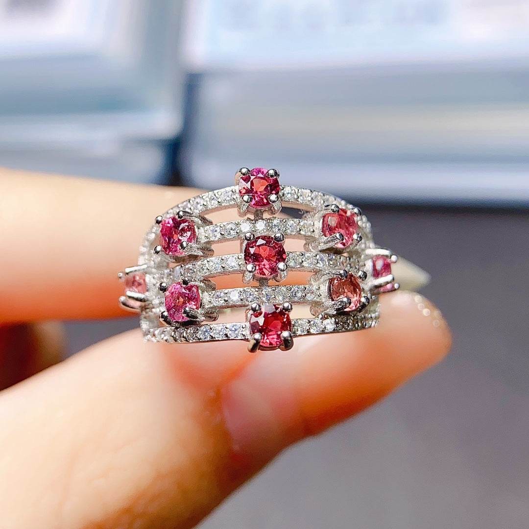 Buycenter 925 Silver Garnet Ring - Elegant Korean Style Jewelry for Women - Buy Center