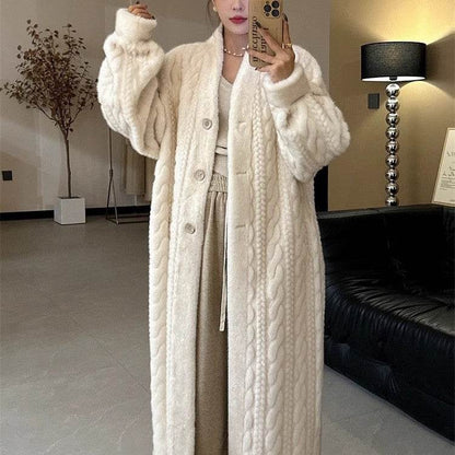 Buycenter Elegant Twist Mink Coat - Faux Fur for Women in Cream & Brown - Buy Center