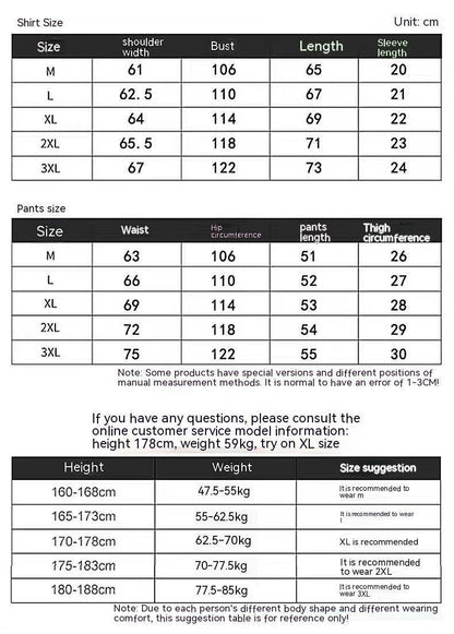 Buycenter Men's Casual Short-Sleeved Summer Suit - Loose Fit, Geometric Style - Buy Center