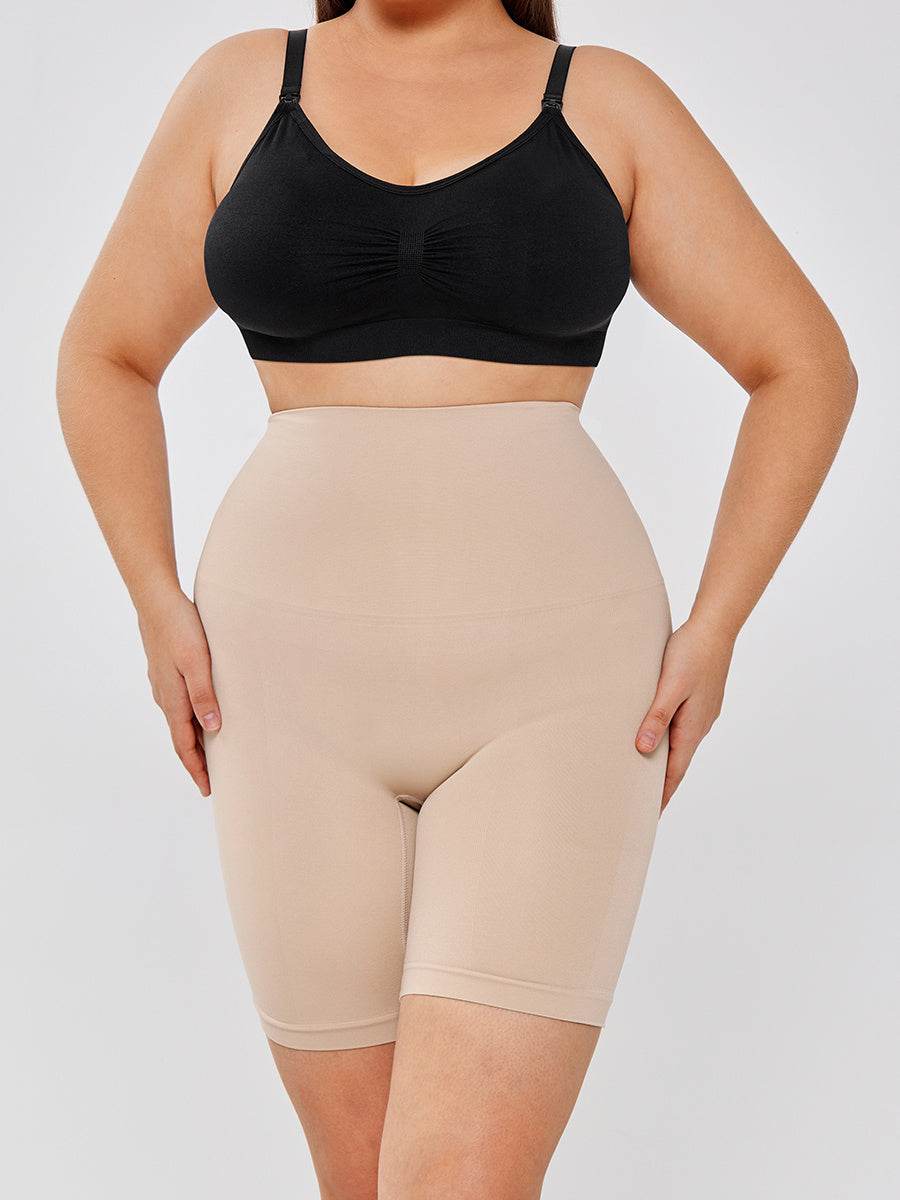 High Waisted Body Shaper Shorts - All Season Women's Leggings in Apricot & Black - Buy Center