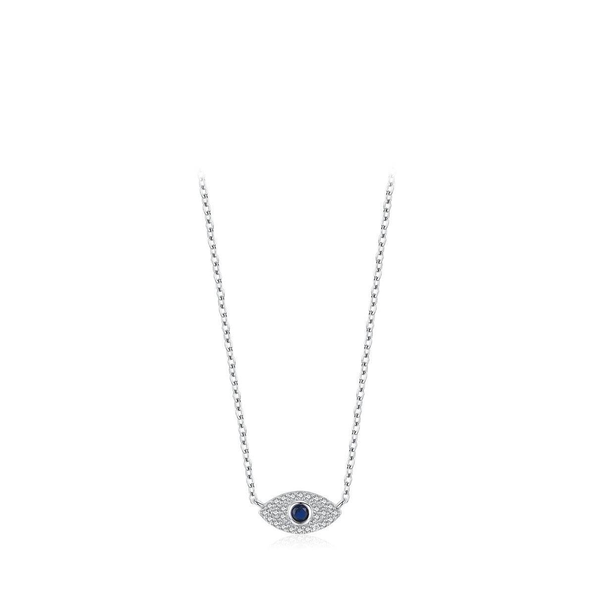 Pure Exquisite Diamond Devil's Eye Necklace - 925 Silver Adjustable Chain - Buy Center