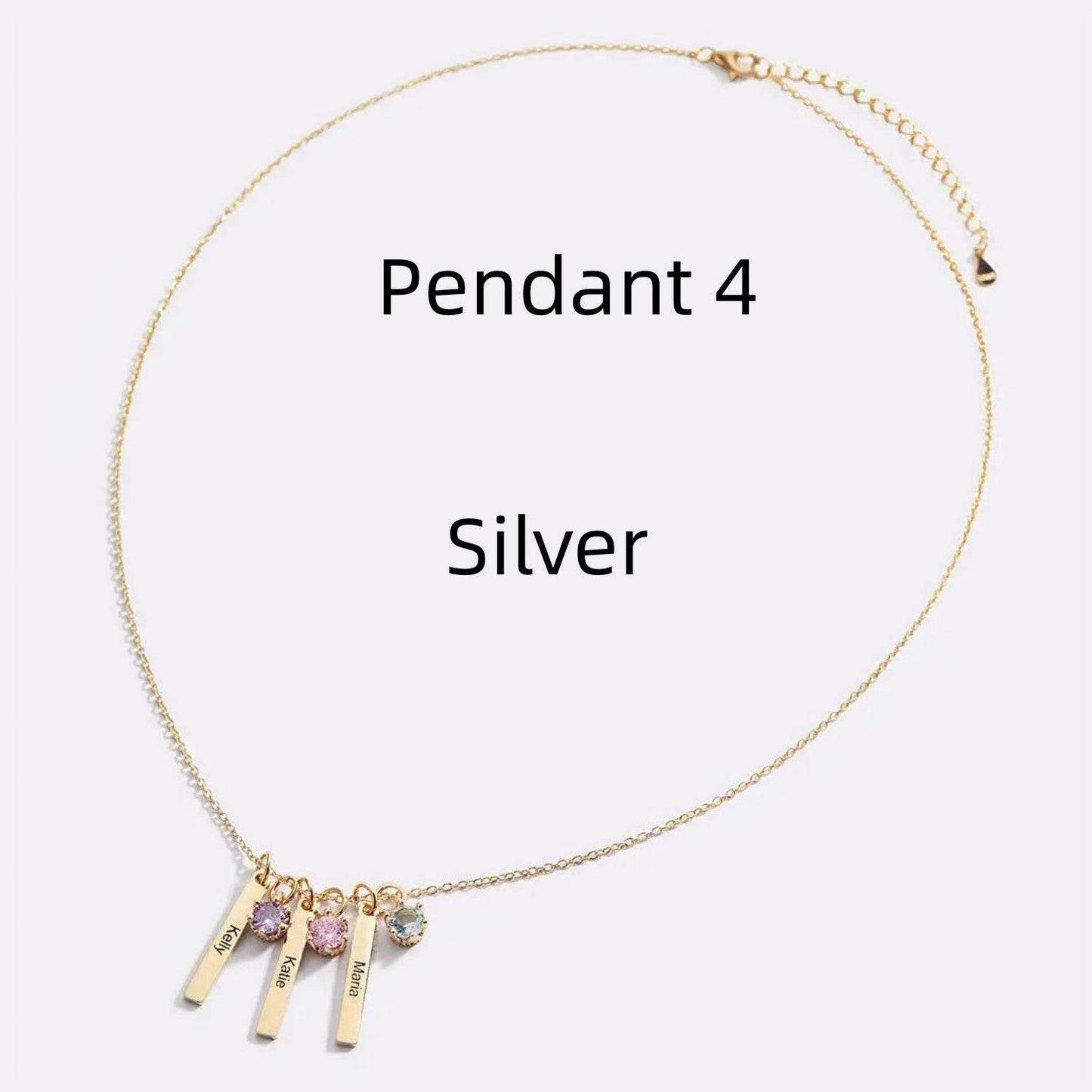 Personalized Mini Bar Birthday Stone Necklace - Custom Stainless Steel Pendant - Buy Center