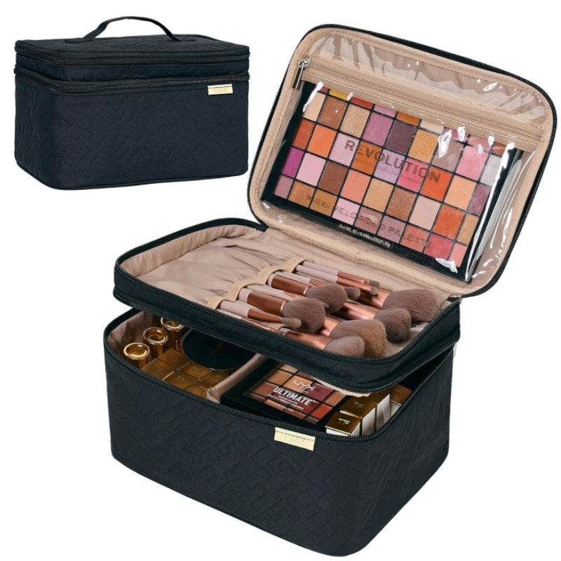Portable Double Layer Cosmetics Bag - Stylish & Waterproof Makeup Organizer - Buy Center