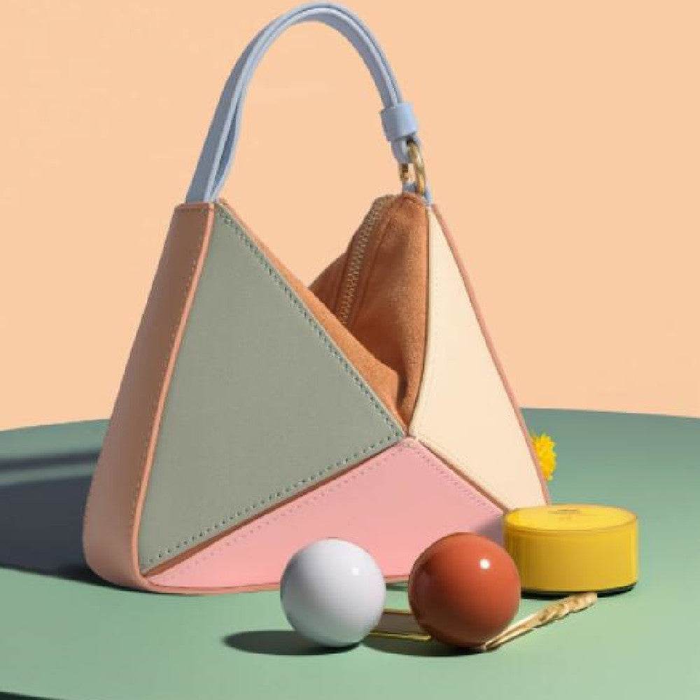 Triangular Diamond Grid Tote Bag - Adjustable Crossbody & Shoulder Strap - Buy Center