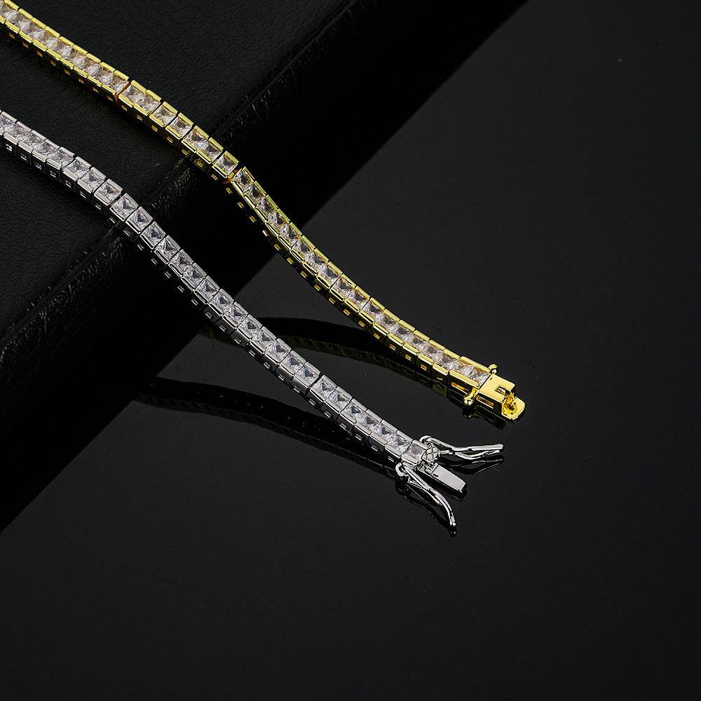 Buycenter Copper Tennis Bracelet - Inlaid Zircon, Hip Hop Style, Multiple Sizes - Buy Center