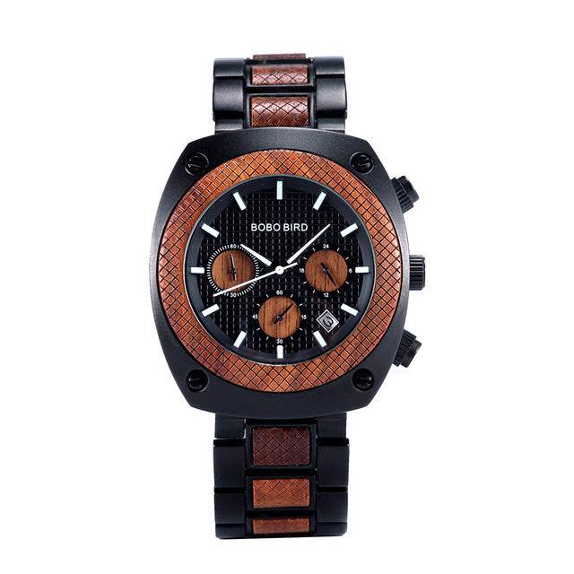 Three Eye Wooden Quartz Sports Watch - Stylish & Durable Men's Timepiece - Buy Center