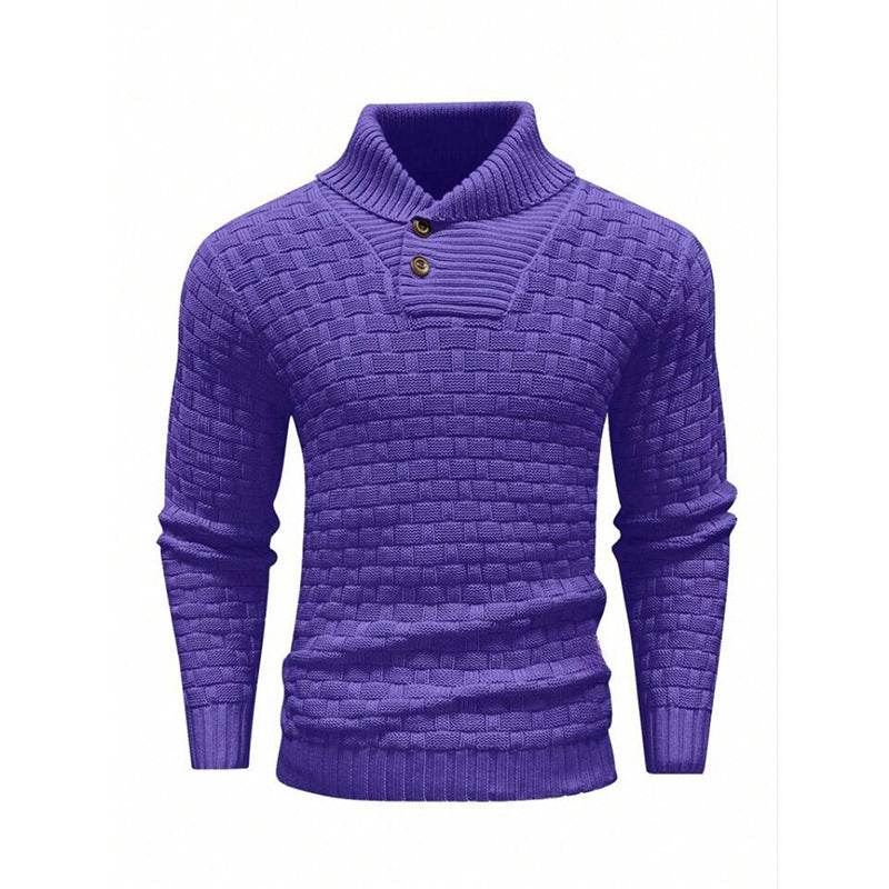 Buycenter Men's Slim Turtleneck Sweater - Trendy Button Design Pullover - Buy Center